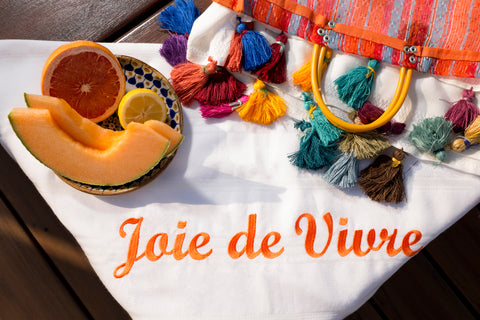 Joie de Vivre Turkish beach towel with fruit